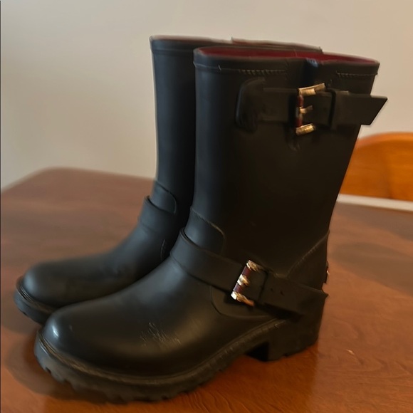 Tommy Hilfiger Black Buckle Rain Boots - Picture 2 of 13